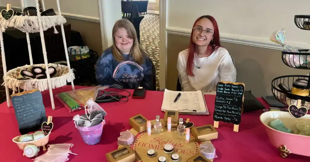 Kelly and her support staff selling beauty products from her business, Kelly’s Homemades
