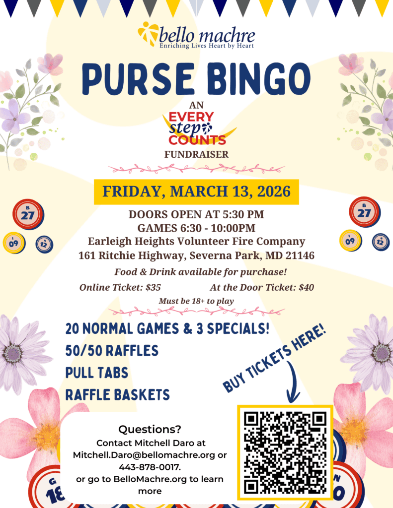 Bello Machre Purse Bingo Flyer. Event on Friday, March 13th