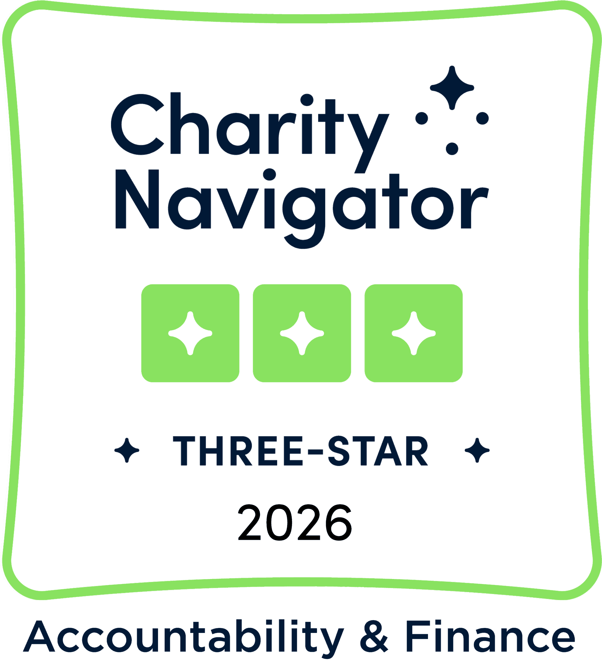 Charity Navigator 3 Stars for Accountability & Finance