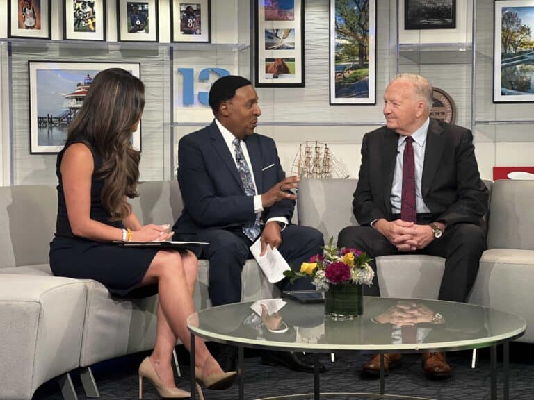 Dr. Ireland being interviewed on the set of CBS News about Every Step Counts