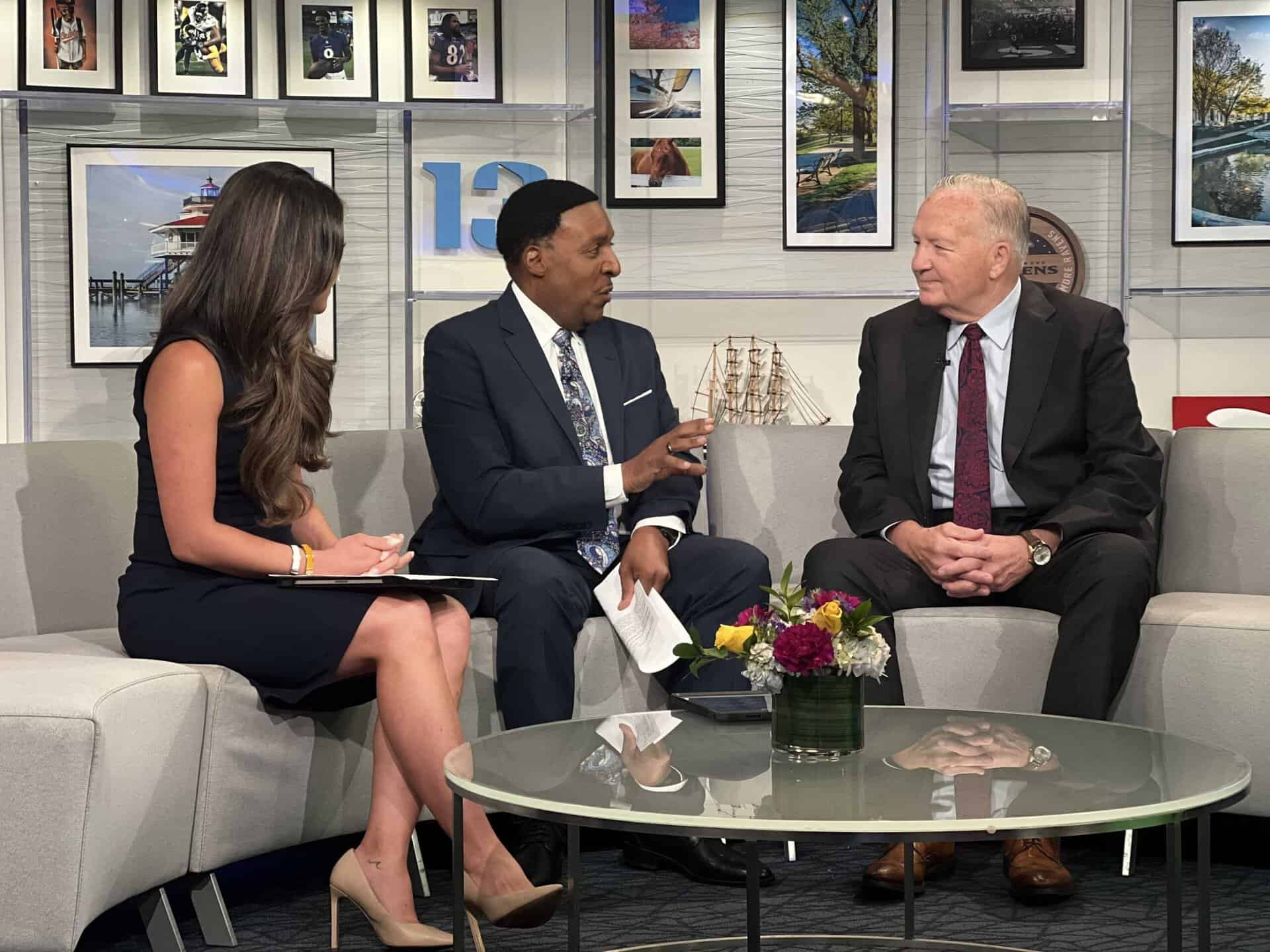 Dr. Ireland being interviewed on the set of CBS News about Every Step Counts