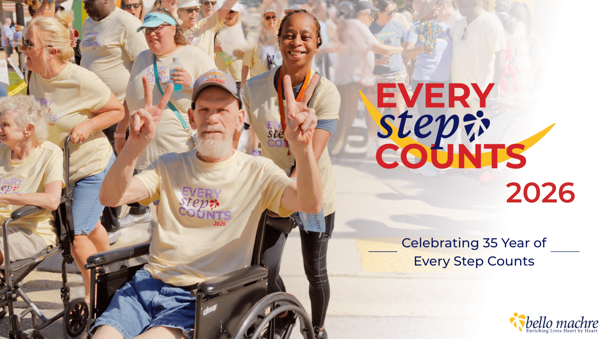 Every Step Counts Recap 2026...a picture of a gentleman in a wheelchair being pushed by a support staff member.